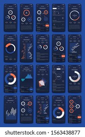 Modern infographic vector elements for business brochures. Use in website, corporate brochure, advertising and marketing. Pie charts, line graphs, bar graphs and timelines.
