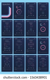 Modern infographic vector elements for business brochures. Use in website, corporate brochure, advertising and marketing. Pie charts, line graphs, bar graphs and timelines.