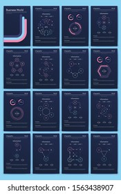 Modern infographic vector elements for business brochures. Use in website, corporate brochure, advertising and marketing. Pie charts, line graphs, bar graphs and timelines.