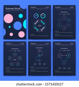 Modern infographic vector elements for business brochures. Use in website, corporate brochure, advertising and marketing. Pie charts, line graphs, bar graphs and timelines.