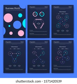 Modern infographic vector elements for business brochures. Use in website, corporate brochure, advertising and marketing. Pie charts, line graphs, bar graphs and timelines.