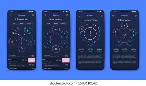 Modern infographic vector elements for business brochures. Use in website, corporate brochure, advertising and marketing. Pie charts, line graphs, bar graphs and timelines.