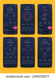 Modern infographic vector elements for business brochures. Use in website, corporate brochure, advertising and marketing. Pie charts, line graphs, bar graphs and timelines.