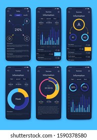 Modern infographic vector elements for business brochures. Use in website, corporate brochure, advertising and marketing. Pie charts, line graphs, bar graphs and timelines.