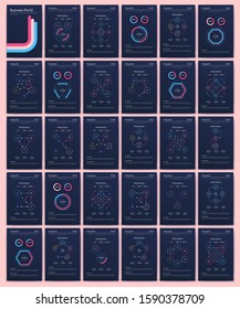 Modern infographic vector elements for business brochures. Use in website, corporate brochure, advertising and marketing. Pie charts, line graphs, bar graphs and timelines.