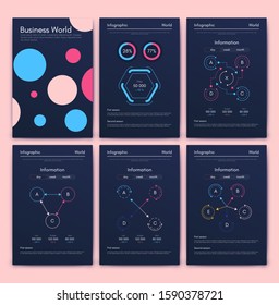 Modern infographic vector elements for business brochures. Use in website, corporate brochure, advertising and marketing. Pie charts, line graphs, bar graphs and timelines.