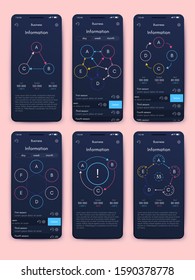 Modern infographic vector elements for business brochures. Use in website, corporate brochure, advertising and marketing. Pie charts, line graphs, bar graphs and timelines.