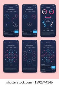 Modern infographic vector elements for business brochures. Use in website, corporate brochure, advertising and marketing. Pie charts, line graphs, bar graphs and timelines.