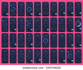 Modern infographic vector elements for business brochures. Use in website, corporate brochure, advertising and marketing. Pie charts, line graphs, bar graphs and timelines.