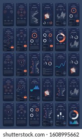 Modern infographic vector elements for business brochures. Use in website, corporate brochure, advertising and marketing. Pie charts, line graphs, bar graphs and timelines.