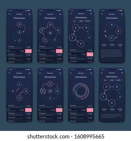 Modern infographic vector elements for business brochures. Use in website, corporate brochure, advertising and marketing. Pie charts, line graphs, bar graphs and timelines.