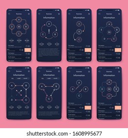 Modern infographic vector elements for business brochures. Use in website, corporate brochure, advertising and marketing. Pie charts, line graphs, bar graphs and timelines.