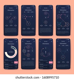 Modern infographic vector elements for business brochures. Use in website, corporate brochure, advertising and marketing. Pie charts, line graphs, bar graphs and timelines.