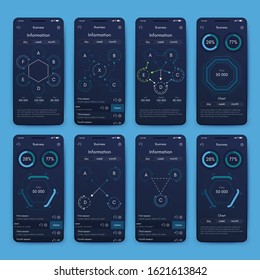 Modern infographic vector elements for business brochures. Use in website, corporate brochure, advertising and marketing. Pie charts, line graphs, bar graphs and timelines.