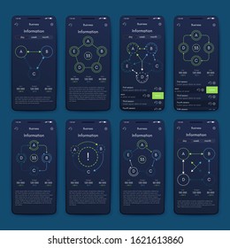 Modern infographic vector elements for business brochures. Use in website, corporate brochure, advertising and marketing. Pie charts, line graphs, bar graphs and timelines.