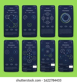 Modern infographic vector elements for business brochures. Use in website, corporate brochure, advertising and marketing. Pie charts, line graphs, bar graphs and timelines.