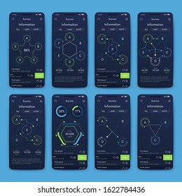 Modern infographic vector elements for business brochures. Use in website, corporate brochure, advertising and marketing. Pie charts, line graphs, bar graphs and timelines.