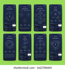 Modern infographic vector elements for business brochures. Use in website, corporate brochure, advertising and marketing. Pie charts, line graphs, bar graphs and timelines.