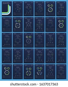 Modern infographic vector elements for business brochures. Use in website, corporate brochure, advertising and marketing. Pie charts, line graphs, bar graphs and timelines.