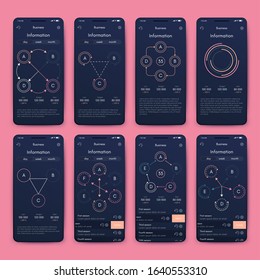 Modern infographic vector elements for business brochures. Use in website, corporate brochure, advertising and marketing. Pie charts, line graphs, bar graphs and timelines.