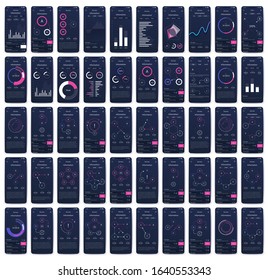 Modern infographic vector elements for business brochures. Use in website, corporate brochure, advertising and marketing. Pie charts, line graphs, bar graphs and timelines.