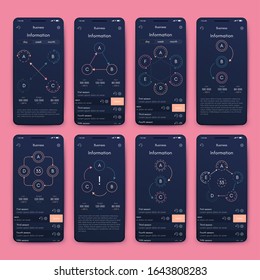 Modern infographic vector elements for business brochures. Use in website, corporate brochure, advertising and marketing. Pie charts, line graphs, bar graphs and timelines.