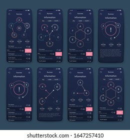 Modern infographic vector elements for business brochures. Use in website, corporate brochure, advertising and marketing. Pie charts, line graphs, bar graphs and timelines.