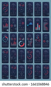 Modern infographic vector elements for business brochures. Use in website, corporate brochure, advertising and marketing. Pie charts, line graphs, bar graphs and timelines.