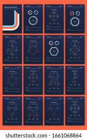 Modern infographic vector elements for business brochures. Use in website, corporate brochure, advertising and marketing. Pie charts, line graphs, bar graphs and timelines.