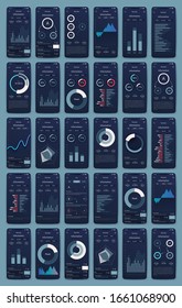 Modern infographic vector elements for business brochures. Use in website, corporate brochure, advertising and marketing. Pie charts, line graphs, bar graphs and timelines.