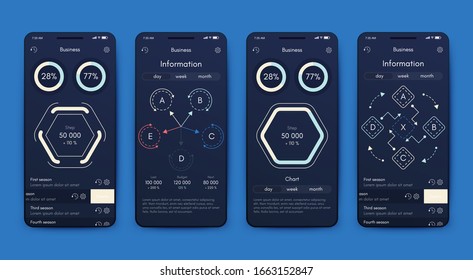 Modern infographic vector elements for business brochures. Use in website, corporate brochure, advertising and marketing. Pie charts, line graphs, bar graphs and timelines.