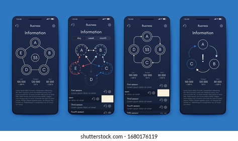 Modern infographic vector elements for business brochures. Use in website, corporate brochure, advertising and marketing. Pie charts, line graphs, bar graphs and timelines.