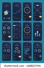 Modern infographic vector elements for business brochures. Use in website, corporate brochure, advertising and marketing. Pie charts, line graphs, bar graphs and timelines.