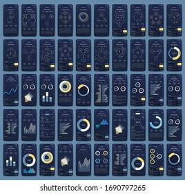 Modern infographic vector elements for business brochures. Use in website, corporate brochure, advertising and marketing. Pie charts, line graphs, bar graphs and timelines.