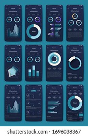 Modern infographic vector elements for business brochures. Use in website, corporate brochure, advertising and marketing. Pie charts, line graphs, bar graphs and timelines.