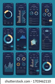 Elementos vectoriales infográficos modernos para folletos comerciales. Uso en sitios web, folletos corporativos, publicidad y marketing. Gráficos circulares, gráficos de líneas, gráficos de barras y líneas de tiempo.