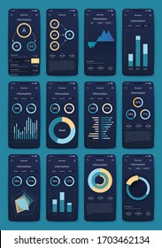 Modern infographic vector elements for business brochures. Use in website, corporate brochure, advertising and marketing. Pie charts, line graphs, bar graphs and timelines.