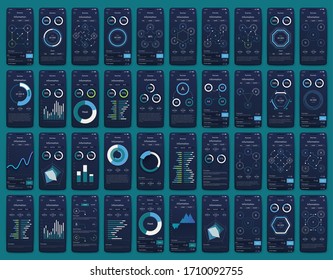 Modern infographic vector elements for business brochures. Use in website, corporate brochure, advertising and marketing. Pie charts, line graphs, bar graphs and timelines.