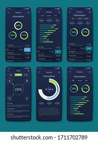 Modern infographic vector elements for business brochures. Use in website, corporate brochure, advertising and marketing. Pie charts, line graphs, bar graphs and timelines.