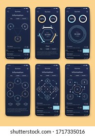 Modern infographic vector elements for business brochures. Use in website, corporate brochure, advertising and marketing. Pie charts, line graphs, bar graphs and timelines.