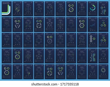 Modern infographic vector elements for business brochures. Use in website, corporate brochure, advertising and marketing. Pie charts, line graphs, bar graphs and timelines.