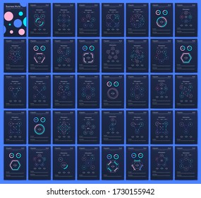 Modern infographic vector elements for business brochures. Use in website, corporate brochure, advertising and marketing. Pie charts, line graphs, bar graphs and timelines.