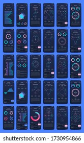 Elementos vectores de infografía modernos para folletos comerciales. Uso en sitios web, folletos corporativos, publicidad y marketing. Gráficos, gráficos de líneas, gráficos de barras y líneas de tiempo.
