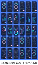 Elementos vectores de infografía modernos para folletos comerciales. Uso en sitios web, folletos corporativos, publicidad y marketing. Gráficos, gráficos de líneas, gráficos de barras y líneas de tiempo.