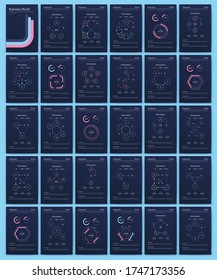 Modern infographic vector elements for business brochures. Use in website, corporate brochure, advertising and marketing. Pie charts, line graphs, bar graphs and timelines.