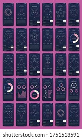 Modern infographic vector elements for business brochures. Use in website, mobile design, advertising and marketing. Pie charts, line graphs, bar graphs and timelines.