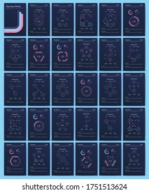 Modern infographic vector elements for business brochures. Use in website, corporate brochure, advertising and marketing. Pie charts, line graphs, bar graphs and timelines.