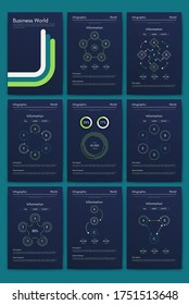 Modern infographic vector elements for business brochures. Use in website, corporate brochure, advertising and marketing. Pie charts, line graphs, bar graphs and timelines.