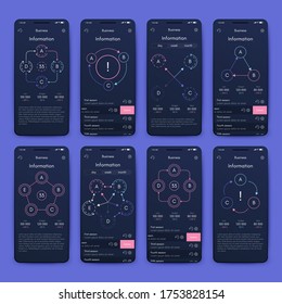 Modern infographic vector elements for business brochures. Use in website, mobile design, advertising and marketing. Pie charts, line graphs, bar graphs and timelines.