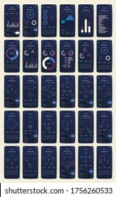 Modern infographic vector elements for business brochures. Use in website, mobile design, advertising and marketing. Pie charts, line graphs, bar graphs and timelines.